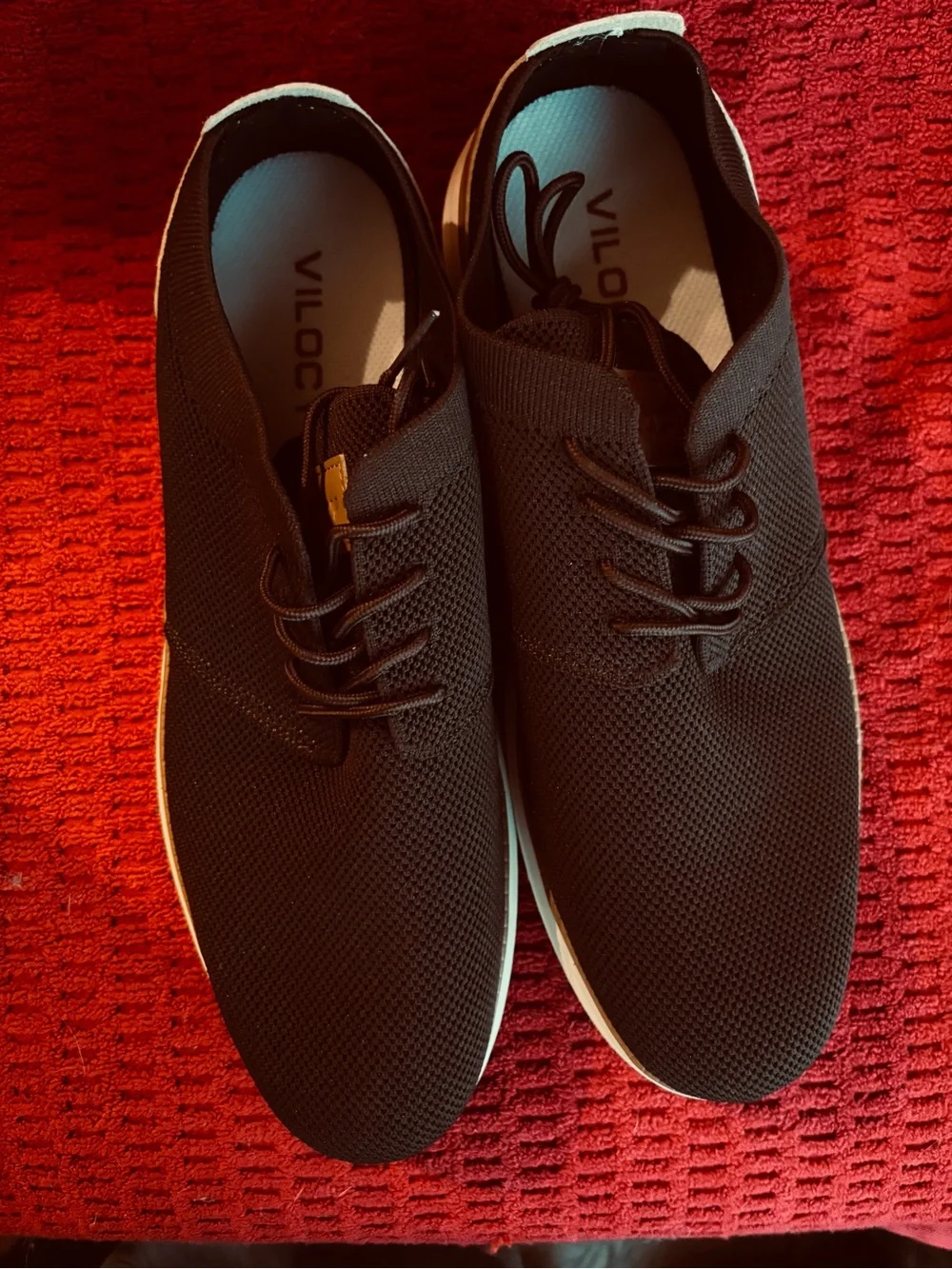 Men's Black Knit Derby Shoes with White Sole